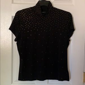 St. John Caviar short sleeve mock turtleneck